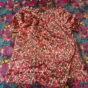 Silk Blouse Red/Black sz L